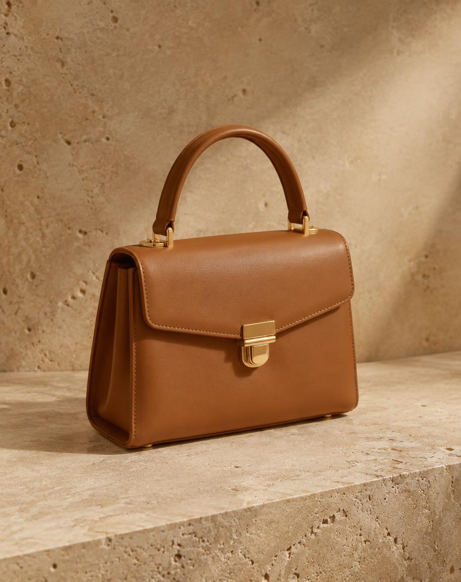 Bolsa de couro caramelo