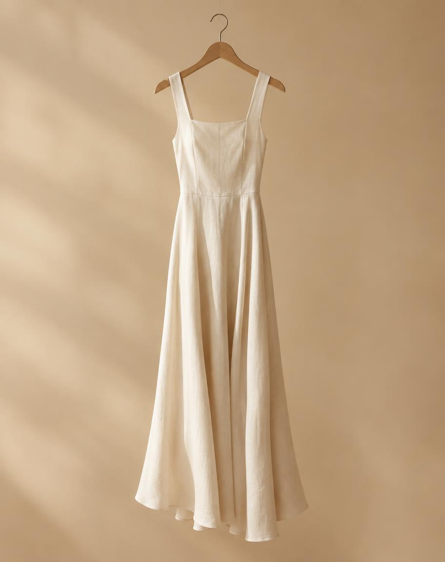 Vestido midi em linho